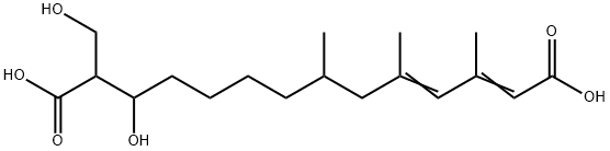 2,4-Tetradecadienedioic acid, 12-hydroxy-13-(hydroxymethyl)-3,5,7-trimethyl- (9CI) Struktur