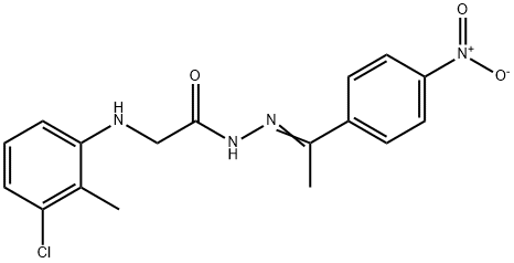 2-[(3-chloro-2-methylphenyl)amino]-N'-[1-(4-nitrophenyl)ethylidene]acetohydrazide (non-preferred name) Struktur