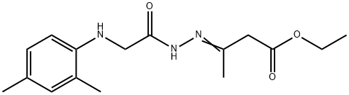 ethyl 3-({[(2,4-dimethylphenyl)amino]acetyl}hydrazono)butanoate (non-preferred name) Struktur