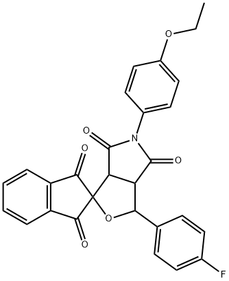 5-(4-ethoxyphenyl)-1-(4-fluorophenyl)-3a,6a-dihydrosprio[1H-furo[3,4-c]pyrrole-3,2'-(1'H)-indene]-1',3',4,6(2'H,3H,5H)-tetrone Struktur