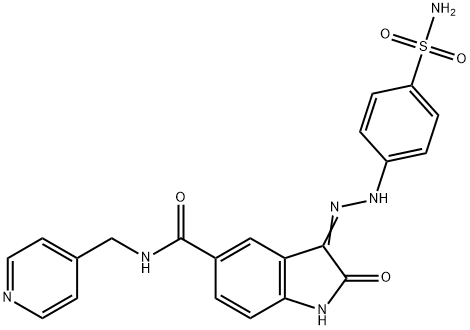 1H-Indole-5-carboxamide, 3-[2-[4-(aminosulfonyl)phenyl]hydrazinylidene]-2,3-dihydro-2-oxo-N-(4-pyridinylmethyl)- Struktur