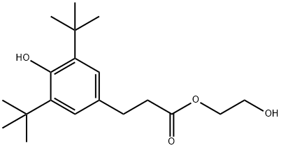 Benzenepropanoic acid, 3,5-bis(1,1-dimethylethyl)-4-hydroxy-, 2-hydroxyethyl ester Struktur