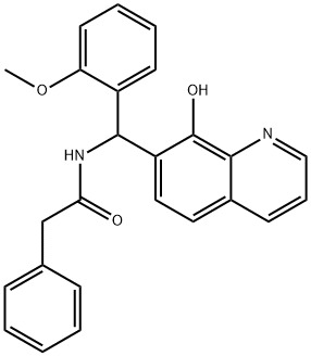 Benzeneacetamide, N-[(8-hydroxy-7-quinolinyl)(2-methoxyphenyl)methyl]- Struktur