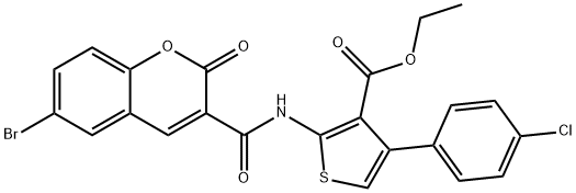 ethyl 2-(6-bromo-2-oxo-2H-chromene-3-carboxamido)-4-(4-chlorophenyl)thiophene-3-carboxylate Struktur