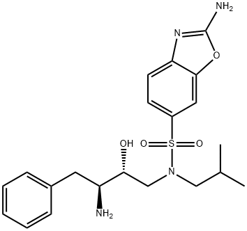 6-Benzoxazolesulfonamide, 2-amino-N-[(2R,3S)-3-amino-2-hydroxy-4-phenylbutyl]-N-(2-methylpropyl)-, dihydrochloride Struktur