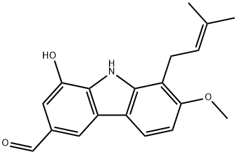 1-Prenyl-2-methoxy-
6-formyl-8-hydroxy-9H-carbazole Struktur