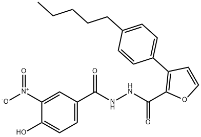 N'-(4-Hydroxy-3-nitrobenzoyl)-3-(4-pentylphenyl)-2-furohydrazide Struktur