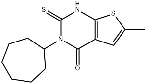 3-cycloheptyl-6-methyl-2-sulfanylidene-1H-thieno[2,3-d]pyrimidin-4-one Struktur