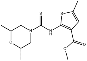 methyl 2-(2,6-dimethylmorpholine-4-carbothioamido)-5-methylthiophene-3-carboxylate Struktur