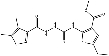 methyl 2-(2-(4,5-dimethylthiophene-3-carbonyl)hydrazinecarbothioamido)-5-ethylthiophene-3-carboxylate Struktur