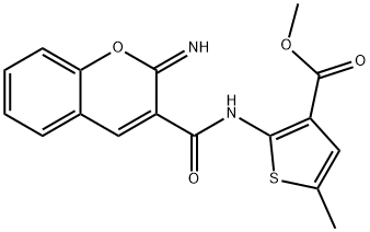 methyl 2-(2-imino-2H-chromene-3-carboxamido)-5-methylthiophene-3-carboxylate Struktur