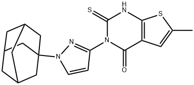 3-[1-(1-adamantyl)pyrazol-3-yl]-6-methyl-2-sulfanylidene-1H-thieno[2,3-d]pyrimidin-4-one Struktur