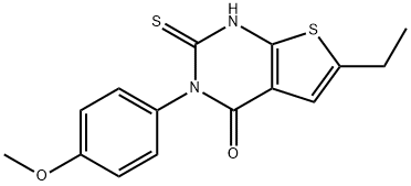 6-ethyl-3-(4-methoxyphenyl)-2-sulfanylidene-1H-thieno[2,3-d]pyrimidin-4-one Struktur