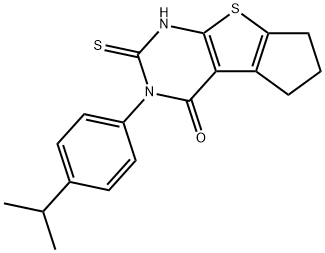 2-(4-propan-2-ylphenyl)-3-sulfanylidene-4,6,7,8-tetrahydrocyclopenta[2,3]thieno[2,4-b]pyrimidin-1-one Struktur