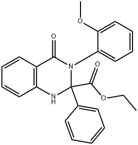 3-(2-Methoxy-phenyl)-4-oxo-2-phenyl-1,2,3,4-tetrahydro-quinazoline-2-carboxylic acid ethyl ester Struktur