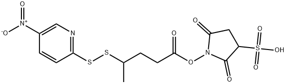 Pentanoic acid, 4-[(5-nitro-2-pyridinyl)dithio]-, 2,5-dioxo-3-sulfo-1-pyrrolidinyl ester Struktur