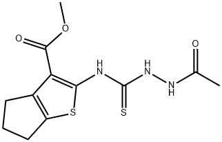 methyl 2-(2-acetylhydrazinecarbothioamido)-5,6-dihydro-4H-cyclopenta[b]thiophene-3-carboxylate Struktur