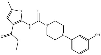 methyl 2-(4-(3-hydroxyphenyl)piperazine-1-carbothioamido)-5-methylthiophene-3-carboxylate Struktur