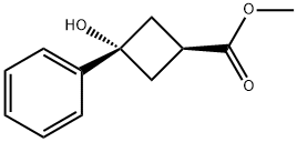 methyl cis-3-hydroxy-3-phenyl-cyclobutanecarboxylate Struktur