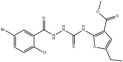 methyl 2-(2-(5-bromo-2-chlorobenzoyl)hydrazinecarbothioamido)-5-ethylthiophene-3-carboxylate Struktur