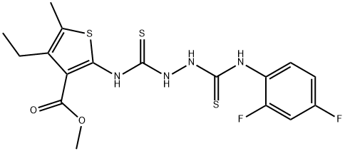 methyl 2-(2-((2,4-difluorophenyl)carbamothioyl)hydrazinecarbothioamido)-4-ethyl-5-methylthiophene-3-carboxylate Struktur