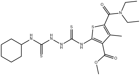 methyl 2-(2-(cyclohexylcarbamothioyl)hydrazinecarbothioamido)-5-(diethylcarbamoyl)-4-methylthiophene-3-carboxylate Struktur