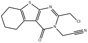 [1]Benzothieno[2,3-d]pyrimidine-3(4H)-acetonitrile, 2-(chloromethyl)-5,6,7,8-tetrahydro-4-oxo- Struktur