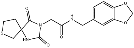 7-Thia-1,3-diazaspiro[4.4]nonane-3-acetamide, N-(1,3-benzodioxol-5-ylmethyl)-2,4-dioxo- Struktur