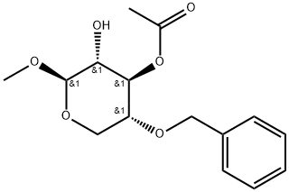 Methyl 3-O-acetyl-4-O-benzyl-β-D-xylopyranoside Struktur