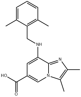 8-[(2,6-dimethylbenzyl)amino]-2,3-dimethylimidazo[1,2-a]pyridine-6-carboxylic acid Struktur