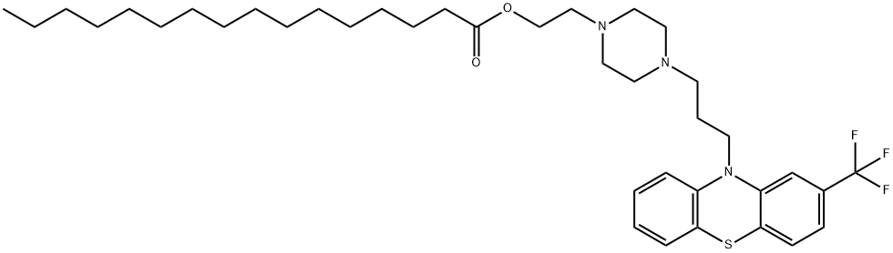 Hexadecanoic acid, 2-[4-[3-[2-(trifluoromethyl)-10H-phenothiazin-10-yl]propyl]-1-piperazinyl]ethyl ester Struktur