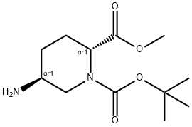 1,2-Piperidinedicarboxylic acid, 5-aMino-, 1-(1,1-diMethylethyl) 2-Methyl ester, (2R,5S)-rel- Struktur