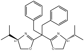 (4R,4'R)-2,2'-[2-Phenyl-1-(phenylmethyl)ethylidene]bis[4-(1-methylethyl)-4,5-dihydrooxazole Struktur