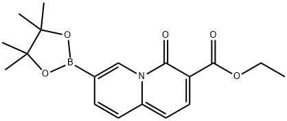 4H-Quinolizine-3-carboxylic acid, 4-oxo-7-(4,4,5,5-tetramethyl-1,3,2-dioxaborolan-2-yl)-, ethyl ester Struktur