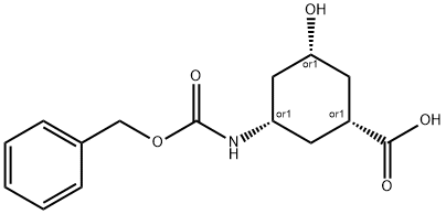 rel-(1S,3R,5S)-3-{[(benzyloxy)carbonyl]amino}-5-hydroxycyclohexane-1-carboxylic acid Struktur