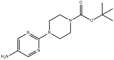 1-Piperazinecarboxylic acid, 4-(5-amino-2-pyrimidinyl)-, 1,1-dimethylethyl ester Struktur