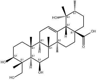 3,6,19,23-Tetrahydroxy-12-ursen-28-oic acid Struktur