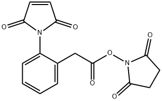 Benzeneacetic acid, 2-(2,5-dihydro-2,5-dioxo-1H-pyrrol-1-yl)-, 2,5-dioxo-1-pyrrolidinyl ester Struktur