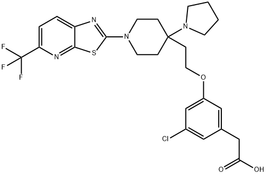 Benzeneacetic acid, 3-chloro-5-[2-[4-(1-pyrrolidinyl)-1-[5-(trifluoromethyl)thiazolo[5,4-b]pyridin-2-yl]-4-piperidinyl]ethoxy]- Struktur