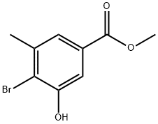 Benzoic acid, 4-bromo-3-hydroxy-5-methyl-, methyl ester Struktur