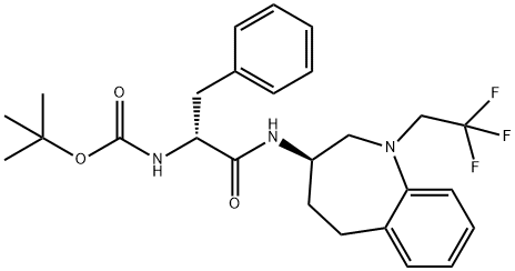 tert-Butyl [(2R)-1-oxo-3-phenyl-1-{[(3R)-1-(2,2,2-trifluoroethyl)-2,3,4,5-tetrahydro-1H-1-benzazepin-3-yl]amino}propan-2-yl]carbamate Struktur