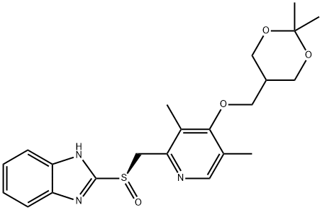 1H-?Benzimidazole, 2-?[(R)?-?[[4-?[(2,?2-?dimethyl-?1,?3-?dioxan-?5-?yl)?methoxy]?-?3,?5-?dimethyl-?2-?pyridinyl]?methyl]?sulfinyl]?- Structure