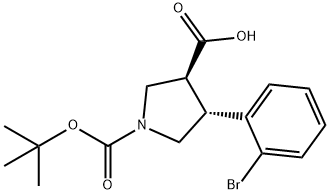 Boc-(±)-trans-4-(2-bromo-phenyl)-pyrrolidine-3-carboxylic acid Struktur