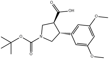 trans-1-(tert-butoxycarbonyl)-4-(3，5-dimethoxyphenyl)pyrrolidine-3-carboxylic acid Struktur