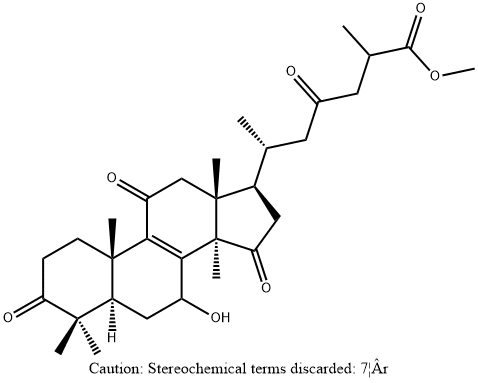 Lanost-8-en-26-oic acid, 7-hydroxy-3,11,15,23-tetraoxo-, methyl ester, (7β,25R)- Struktur