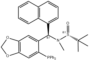 [S(R)]-N-[(R)-[6-(Diphenylphosphino)benzo[d][1,3]dioxol-5-yl]-1-naphthalenylmethyl]-N,2-dimethyl-2-propanesulfinamide Struktur