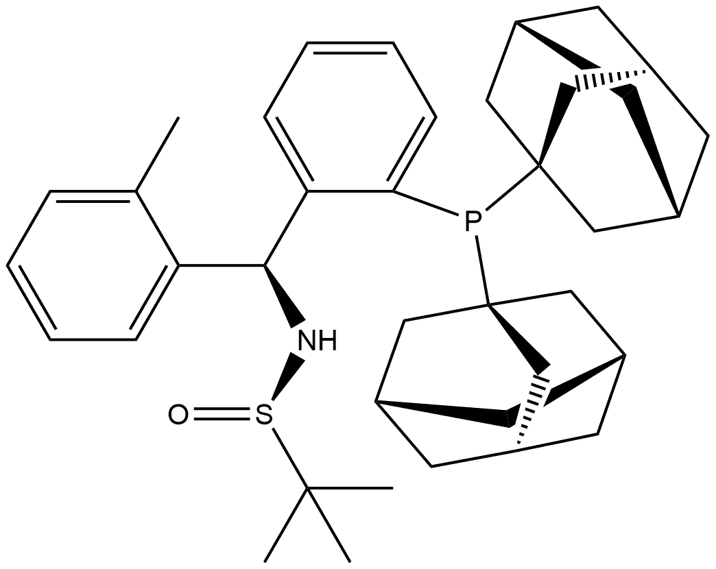 [S(R)]-N-[(S)-[2-(Diadamantanphosphino)(2-methylphenyl)phenyl]methyl]-2-methyl-2-propanesulfinamide Struktur