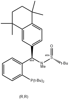 [S(R)]-N-((R)-(2-(Di-tert-butylphosphino)phenyl)(5,6,7,8-tetrahydro-5,5,8,8-tetramethyl-2-naphthalenyl)methyl]-N,2-dimethyl-2-propanesulfinamide Struktur