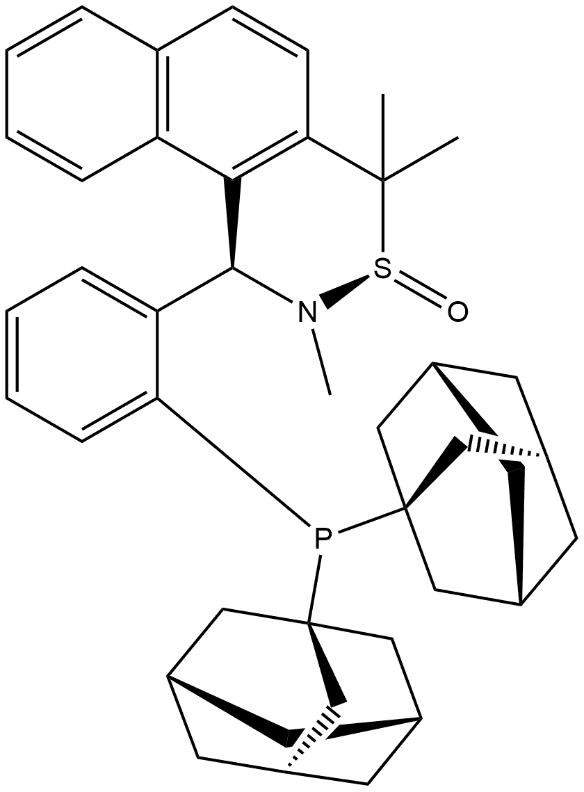 [S(R)]-N-[(R)-[2-(Diadamantanphosphino)phenyl]-1-naphthalenylmethyl]-N,2-dimethyl-2-propanesulfinamide Struktur