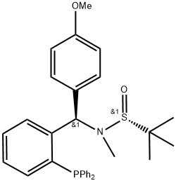 [S(R)]-N-[(R)-[2-(Diphenylphosphino)phenyl](4-methoxyphenyl)methyl]-N,2-dimethyl-2-propanesulfinamide Struktur